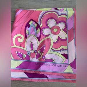 Vintage Adrienne Vittadini Pink and Purple Floral Silk Scarf - Pucci Vibes